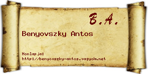 Benyovszky Antos névjegykártya